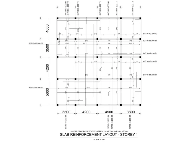 Slab reinforcement layout drawing