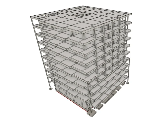 Ten-storey concrete building model